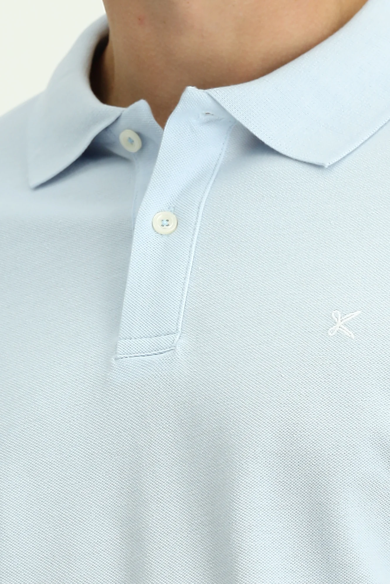 Açık Mavi Polo Yaka Slim Fit Nakışlı %100 Pamuk Tişört - Image 5