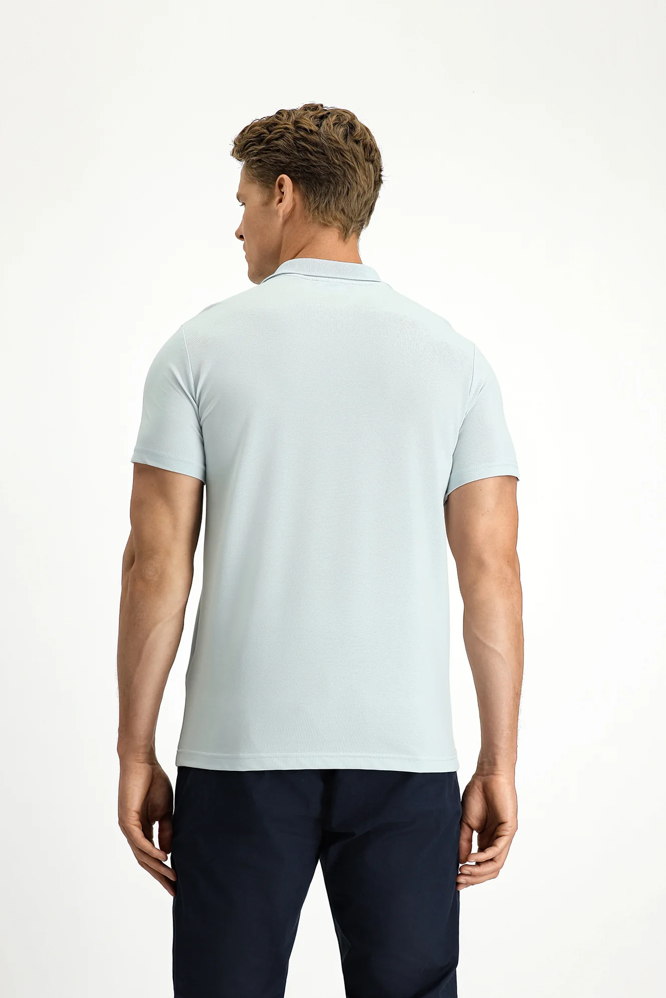 Açık Mavi Slim Fit Dar Kesim Nakışlı Pamuklu Polo Yaka Tişört - Image 4