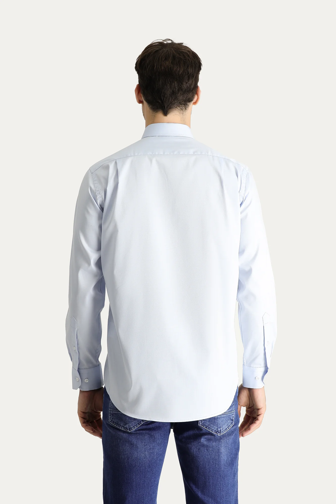 Açık Mavi Uzun Kol Klasik Non Iron Oxford Pamuklu Gömlek - Image 4