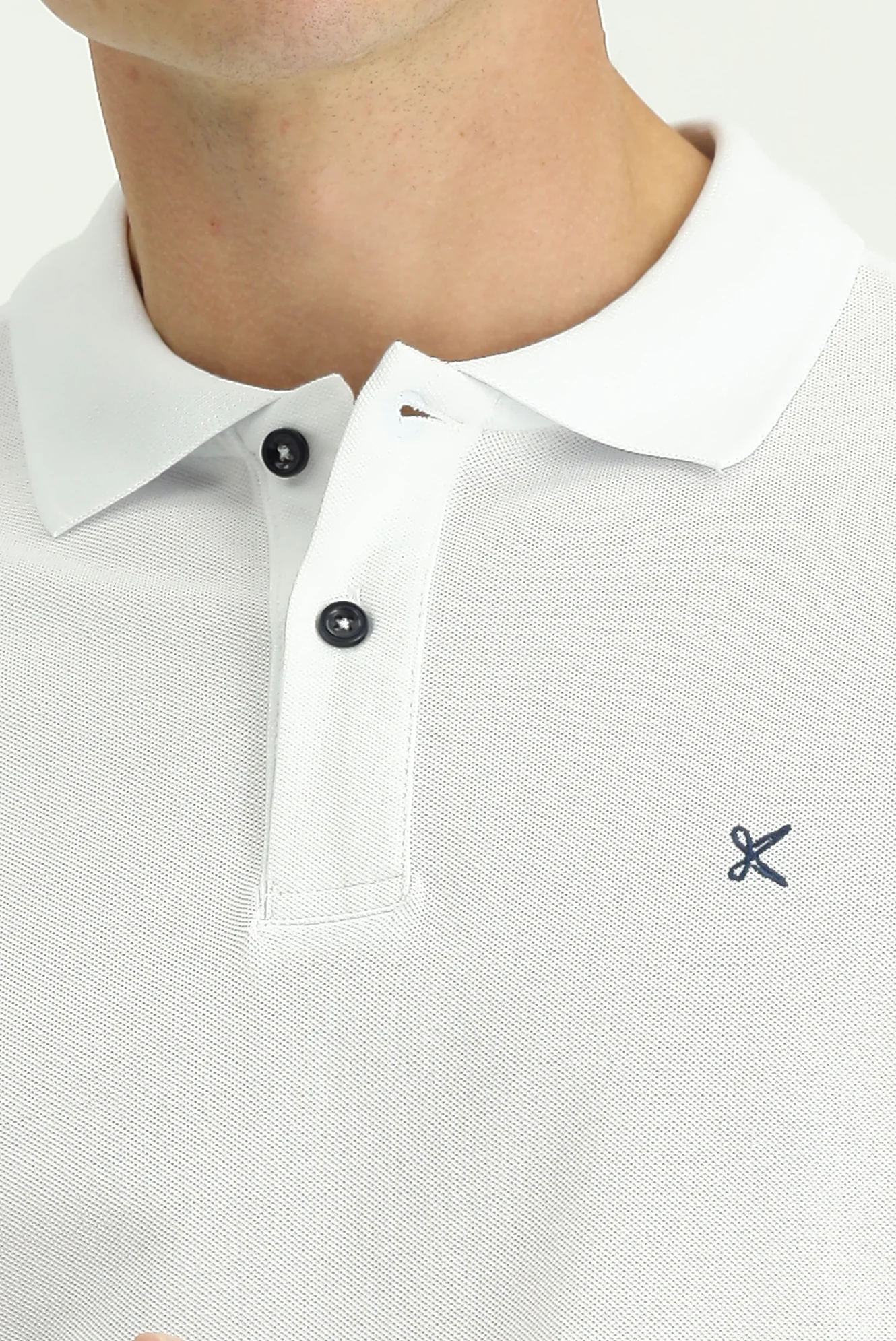Beyaz Polo Yaka Slim Fit Nakışlı %100 Pamuk Tişört - Image 5