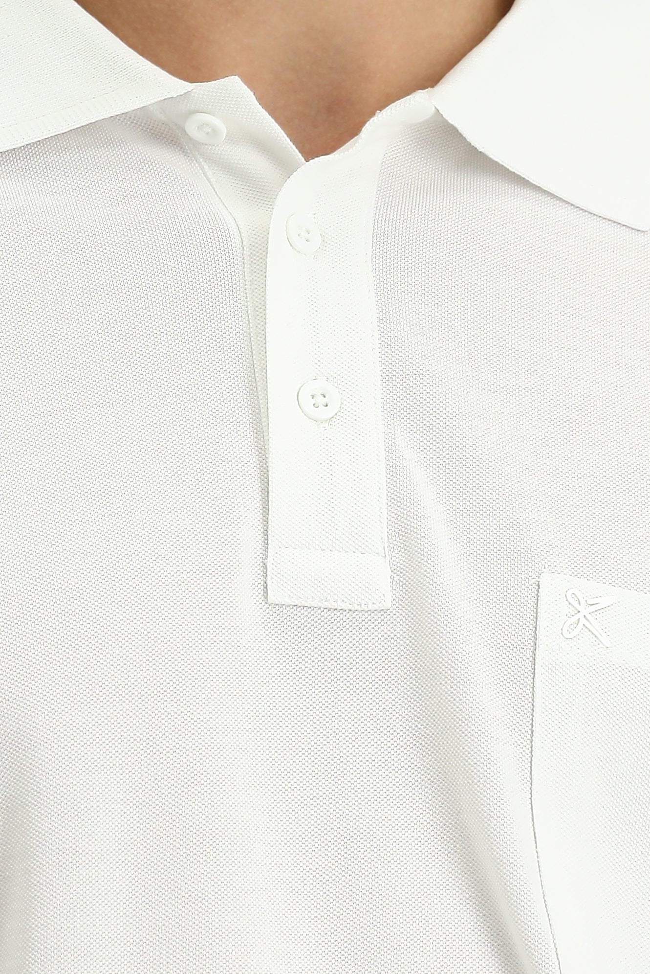 Beyaz Regular Fit Pamuk Nakışlı Cepli Kıvrılmaz Polo Yaka Tişört - Image 6