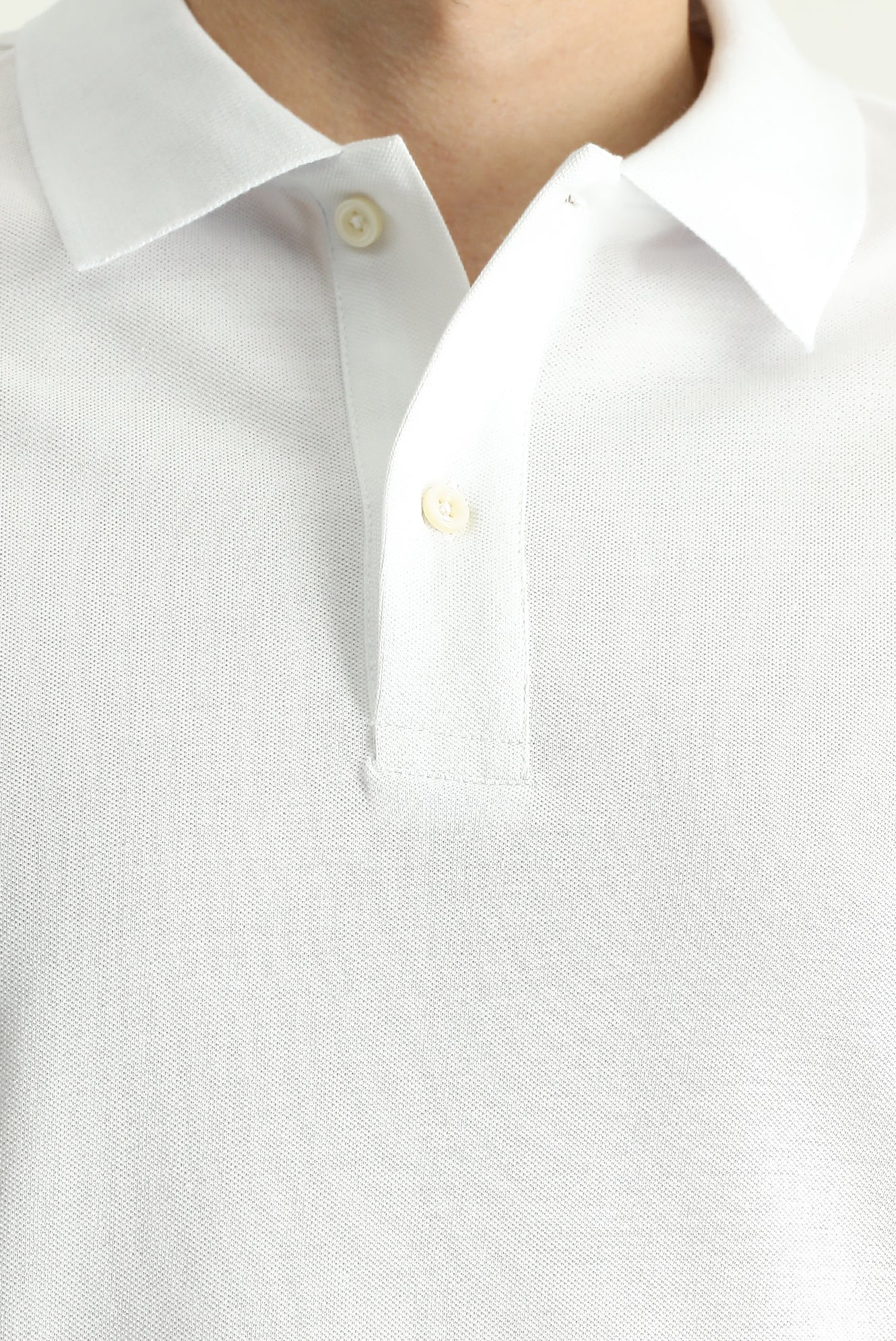 Beyaz Polo Yaka Slim Fit Nakışlı %100 Pamuk Tişört - Image 5
