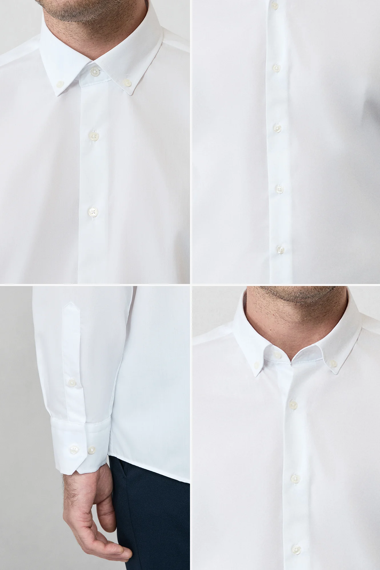 Beyaz Uzun Kol Regular Fit Düğmeli Yaka Pamuklu Non Iron Ütü Gerektirmeyen Gömlek - Image 4