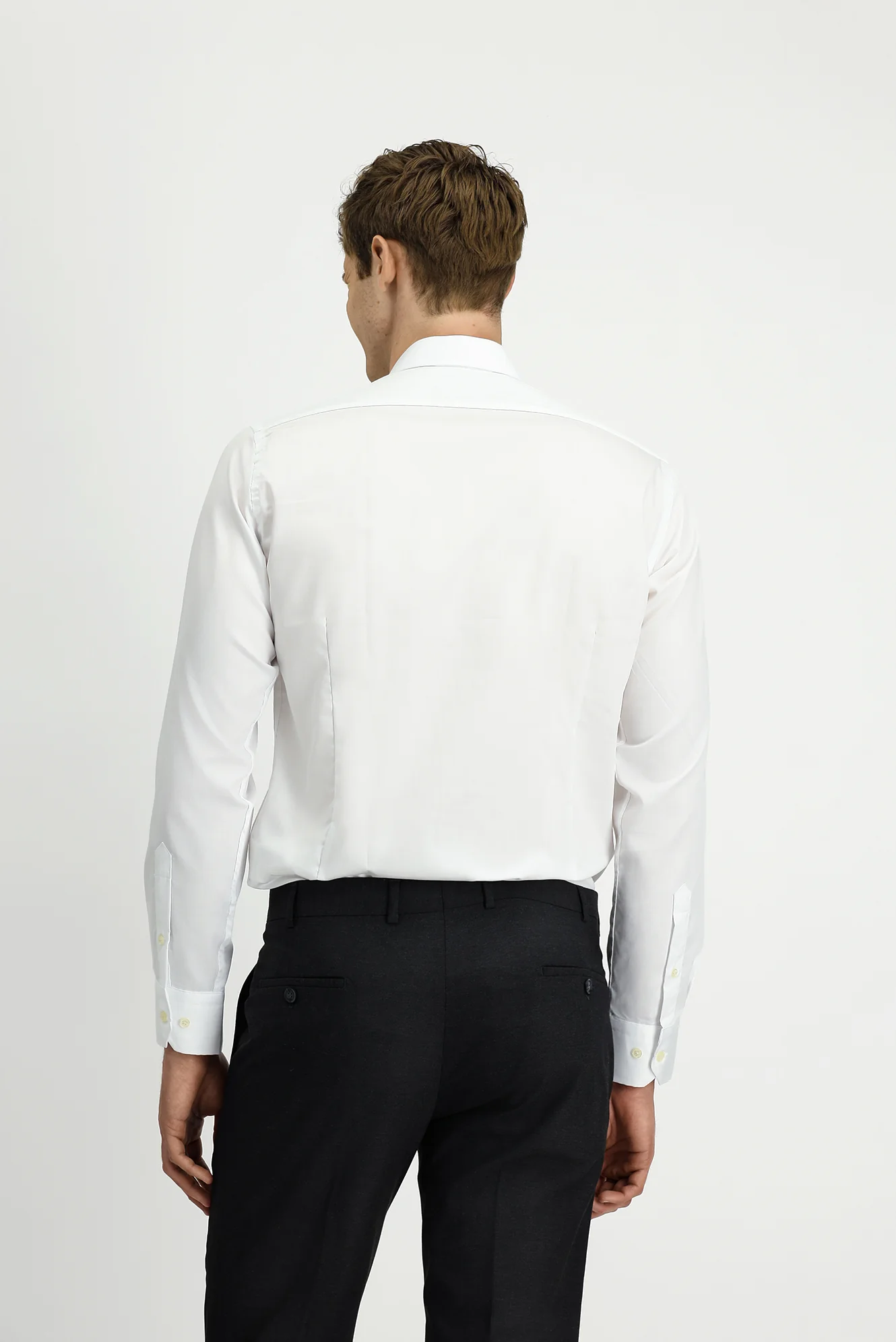 Beyaz Uzun Kol Slim Fit Dar Kesim Klasik Non Iron Pamuklu Gömlek - Image 5