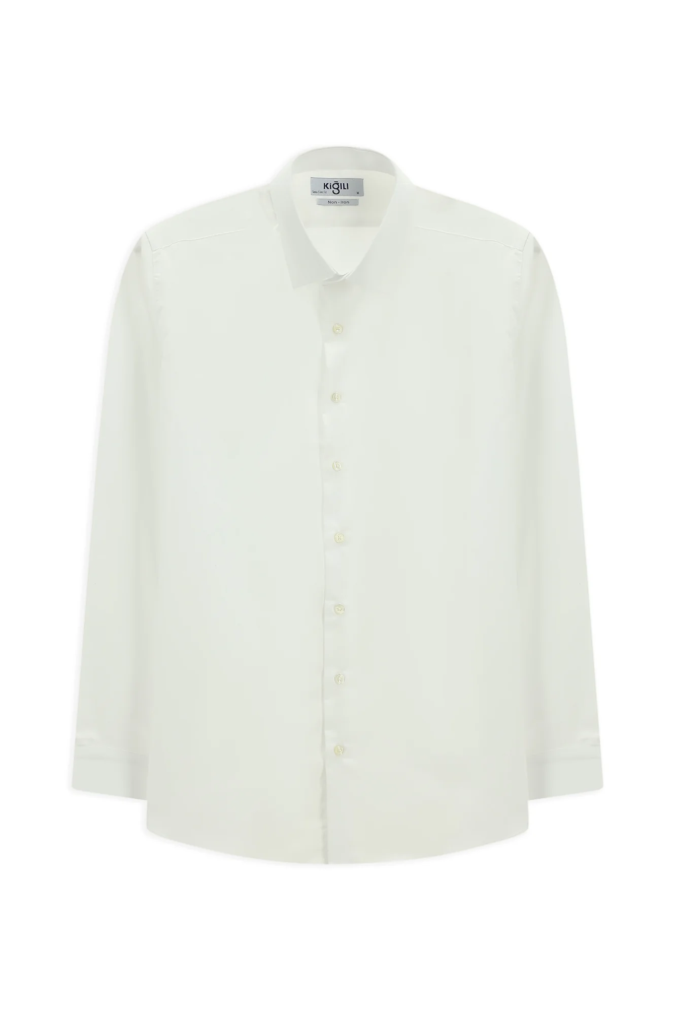 Beyaz Uzun Kol Slim Fit Dar Kesim Klasik Non Iron Pamuklu Gömlek - Image 7