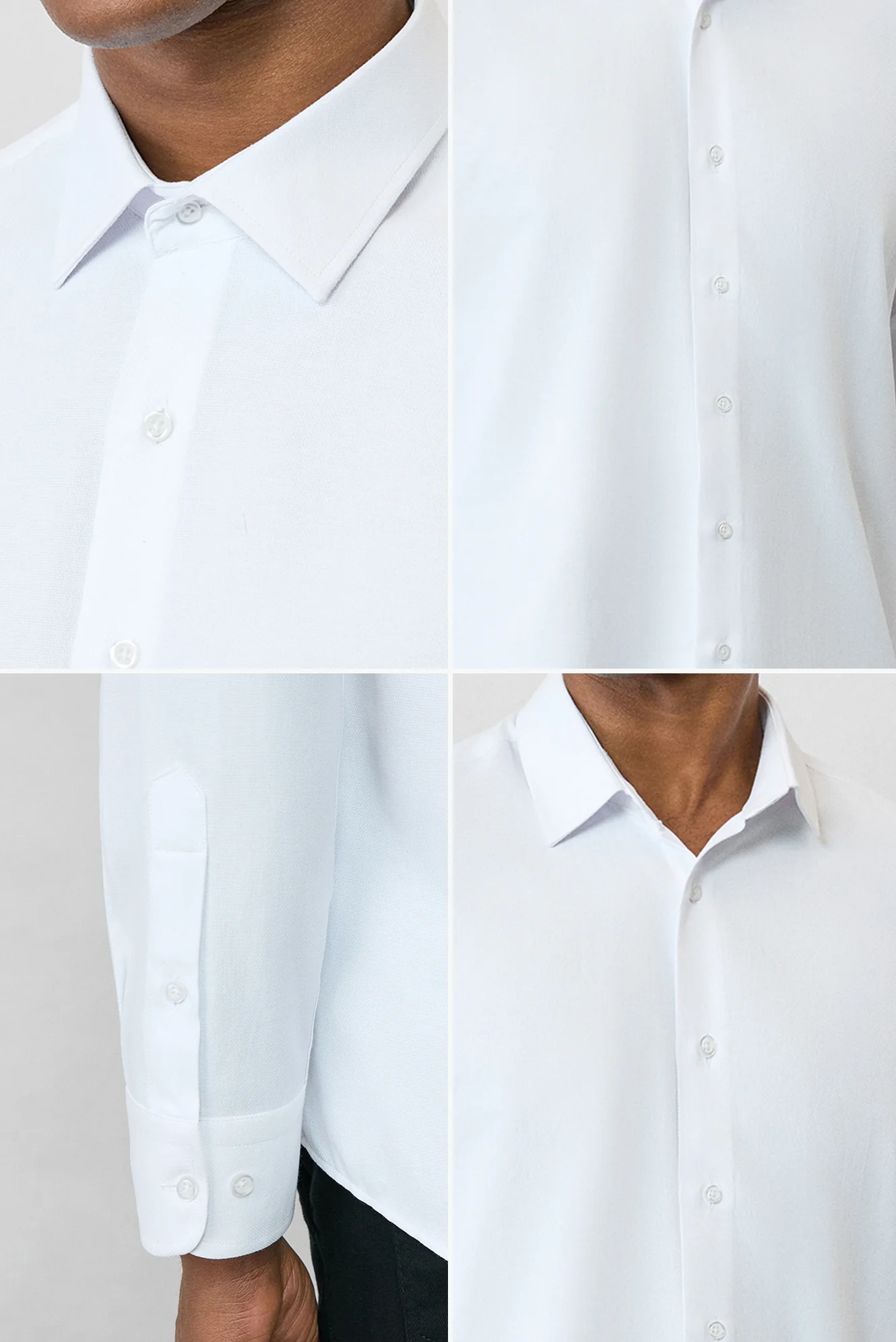 Beyaz Uzun Kol Slim Fit Klasik Yaka Pamuklu Kolay Ütülenebilir Oxford 4 Mevsim Gömlek - Image 4