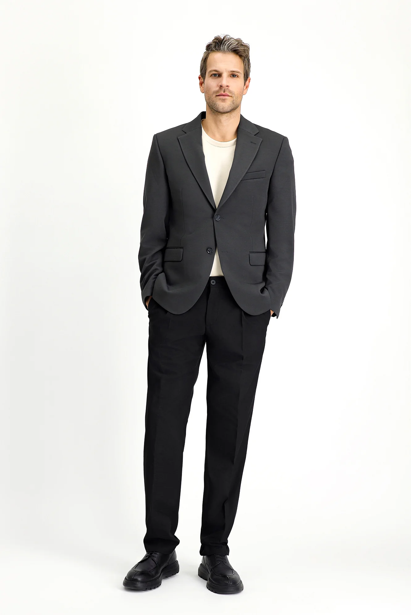 Koyu Antrasit 7 Drop Slim Fit Dar Kesim Mevsimlik Klasik Ceket - Image 3