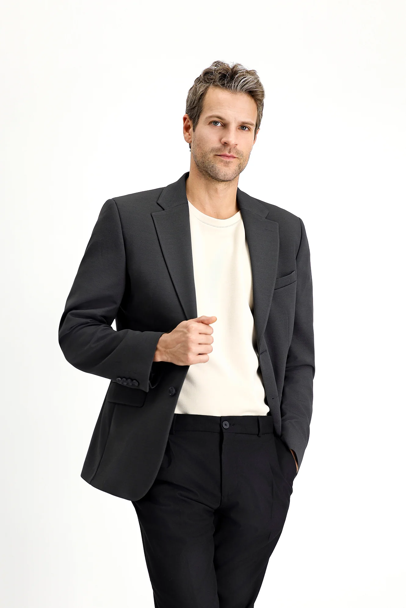 Koyu Antrasit 7 Drop Slim Fit Dar Kesim Mevsimlik Klasik Ceket - Image 4