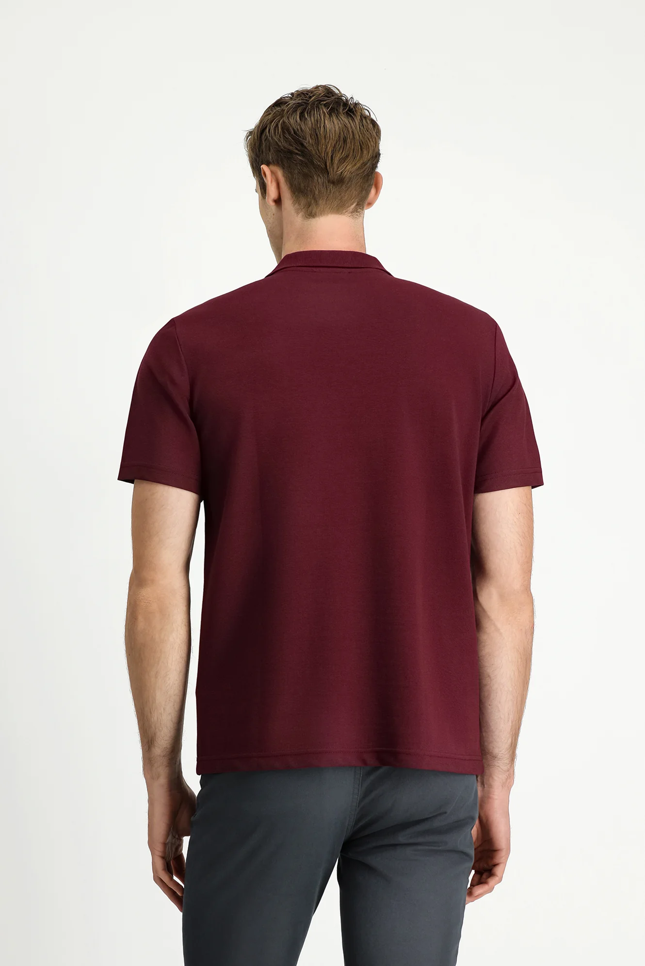 Koyu Bordo Regular Fit Pamuklu Nakışlı Cepli Polo Yaka Tişört - Image 5