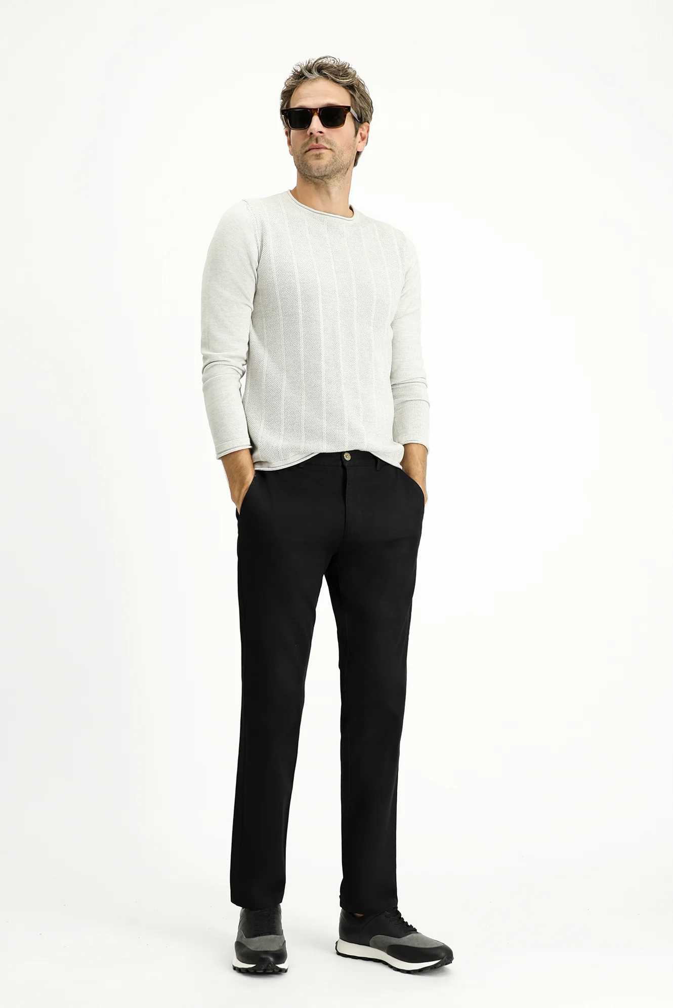 Koyu Füme 6 Drop Regular Fit Standart Kesim Likralı Kanvas / Chino Pantolon - Image 3