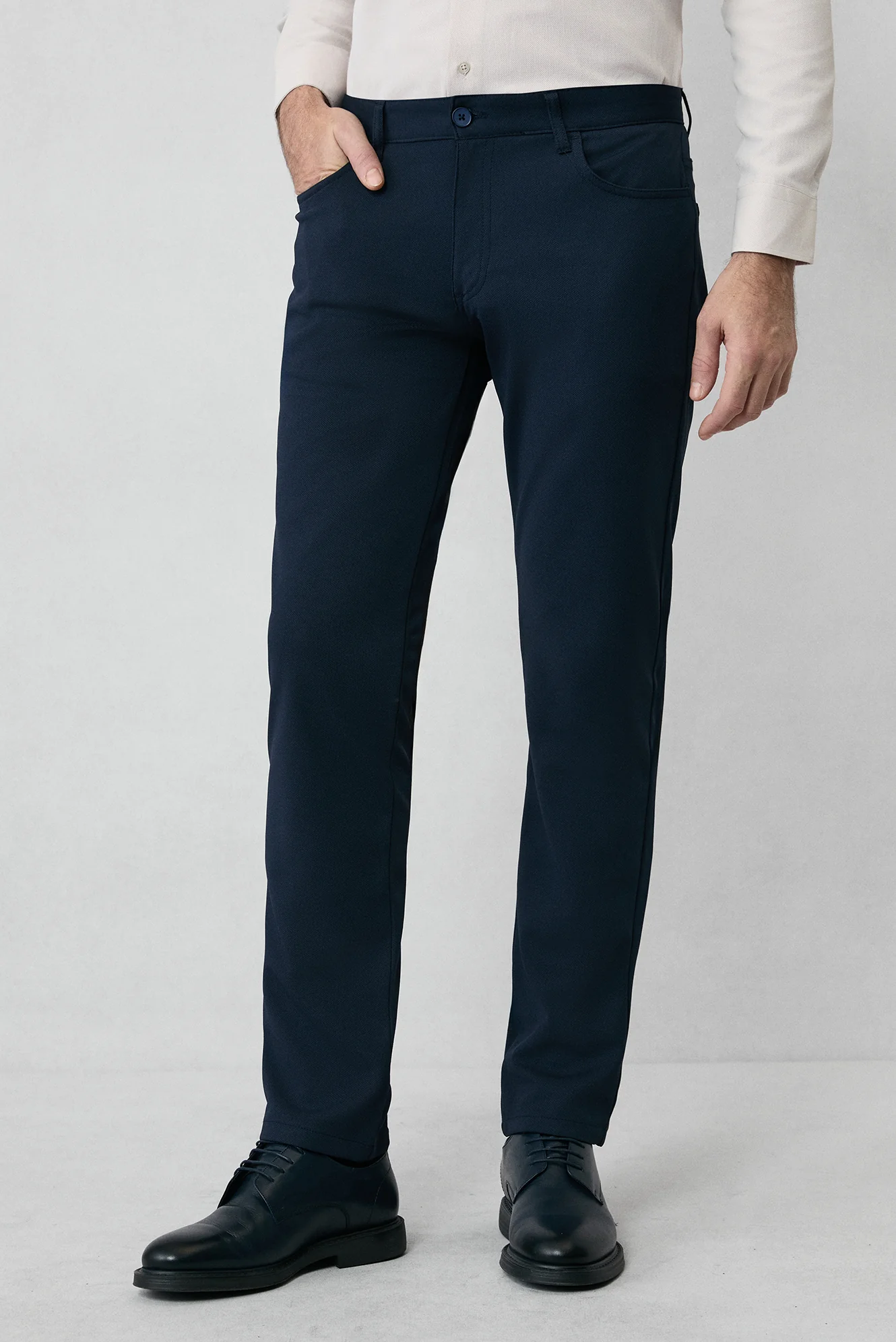 Koyu Lacivert 6 Drop Regular Fit Standart Kesim Kanvas / Chino Pantolon - Image 5