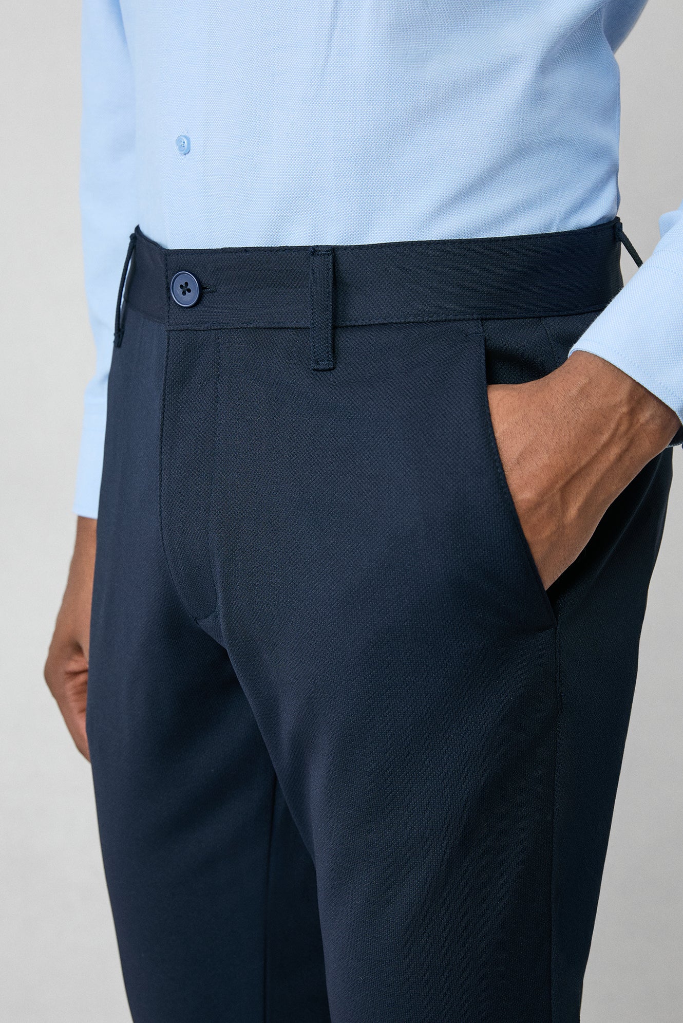 Koyu Lacivert 7 Drop Slim Fit Dar Kesim 4 Mevsim Esnek Chino Spor Pantolon - Image 3