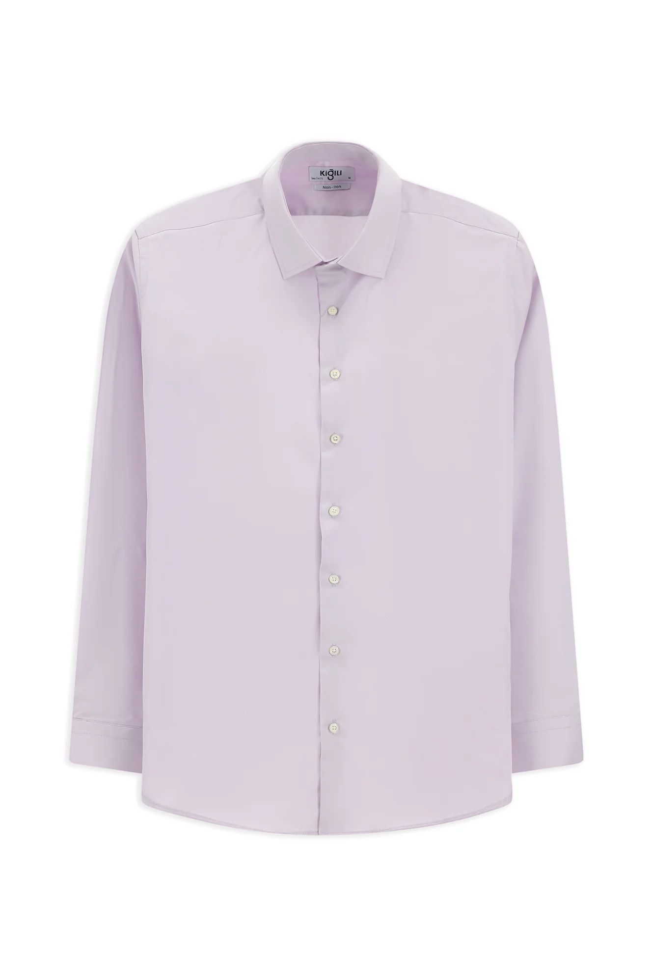 Lila Uzun Kol Slim Fit Dar Kesim Klasik Non Iron Pamuklu Gömlek - Image 8