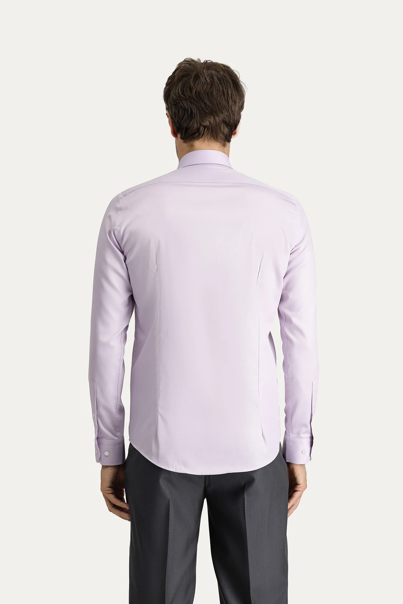 Lila Uzun Kol Slim Fit Dar Kesim Non Iron Klasik Pamuklu Gömlek - Image 4