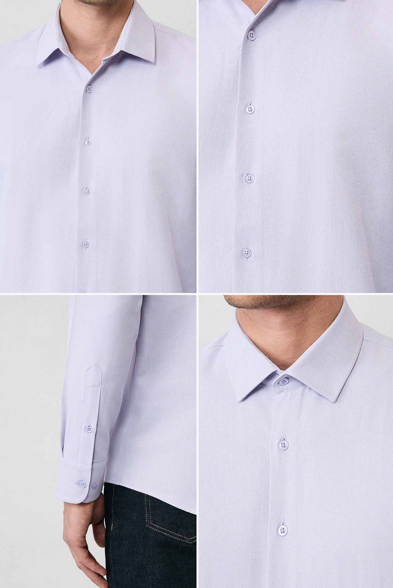 Lila Uzun Kol Slim Fit Klasik Yaka Pamuklu Kolay Ütülenebilir Oxford 4 Mevsim Gömlek - Image 4