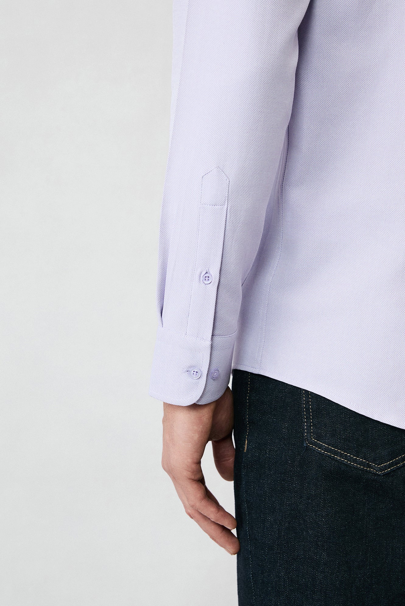 Lila Uzun Kol Slim Fit Klasik Yaka Pamuklu Kolay Ütülenebilir Oxford 4 Mevsim Gömlek - Image 6