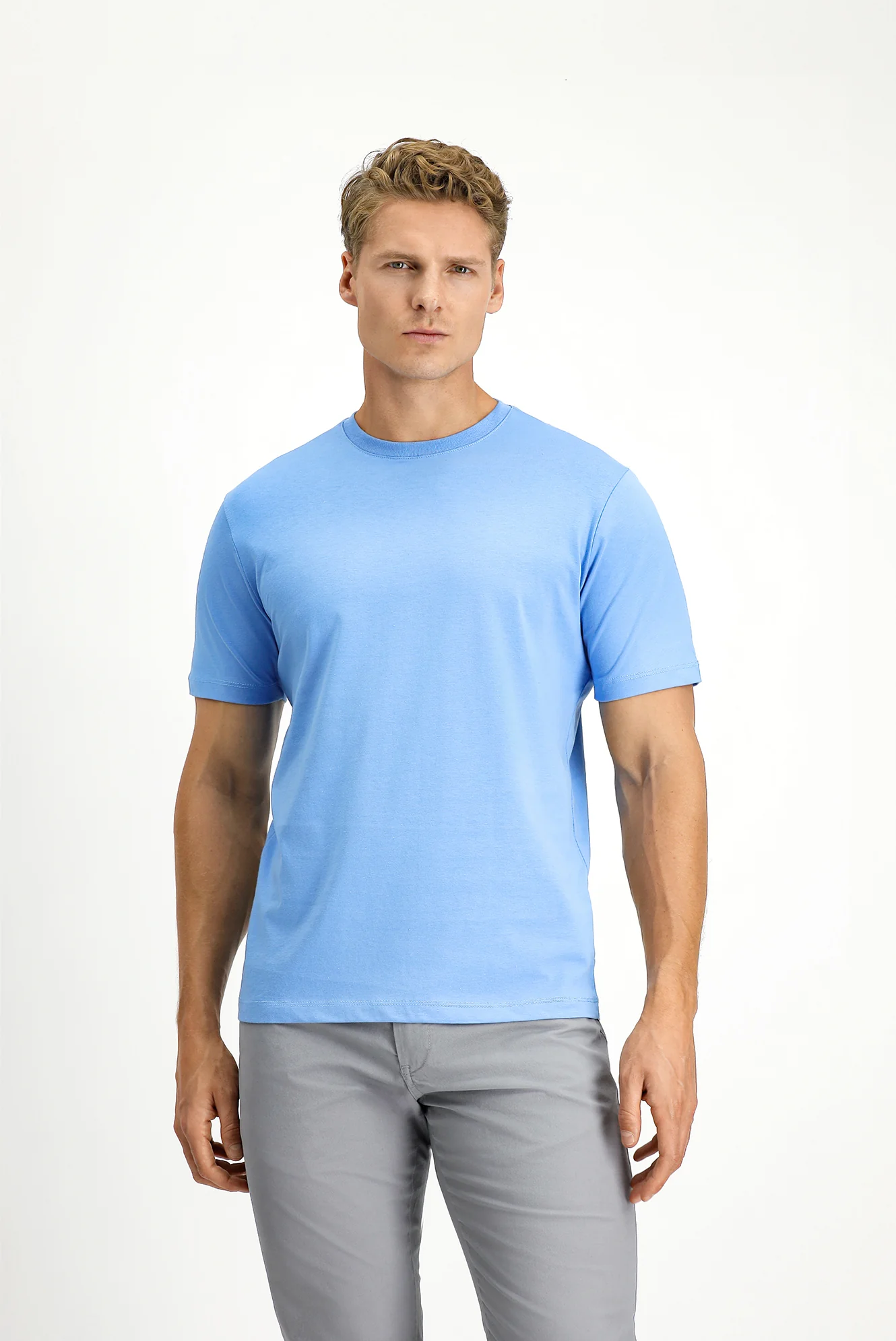 Mavi Bisiklet Yaka Slim Fit %100 Pamuk Tişört - Image 3