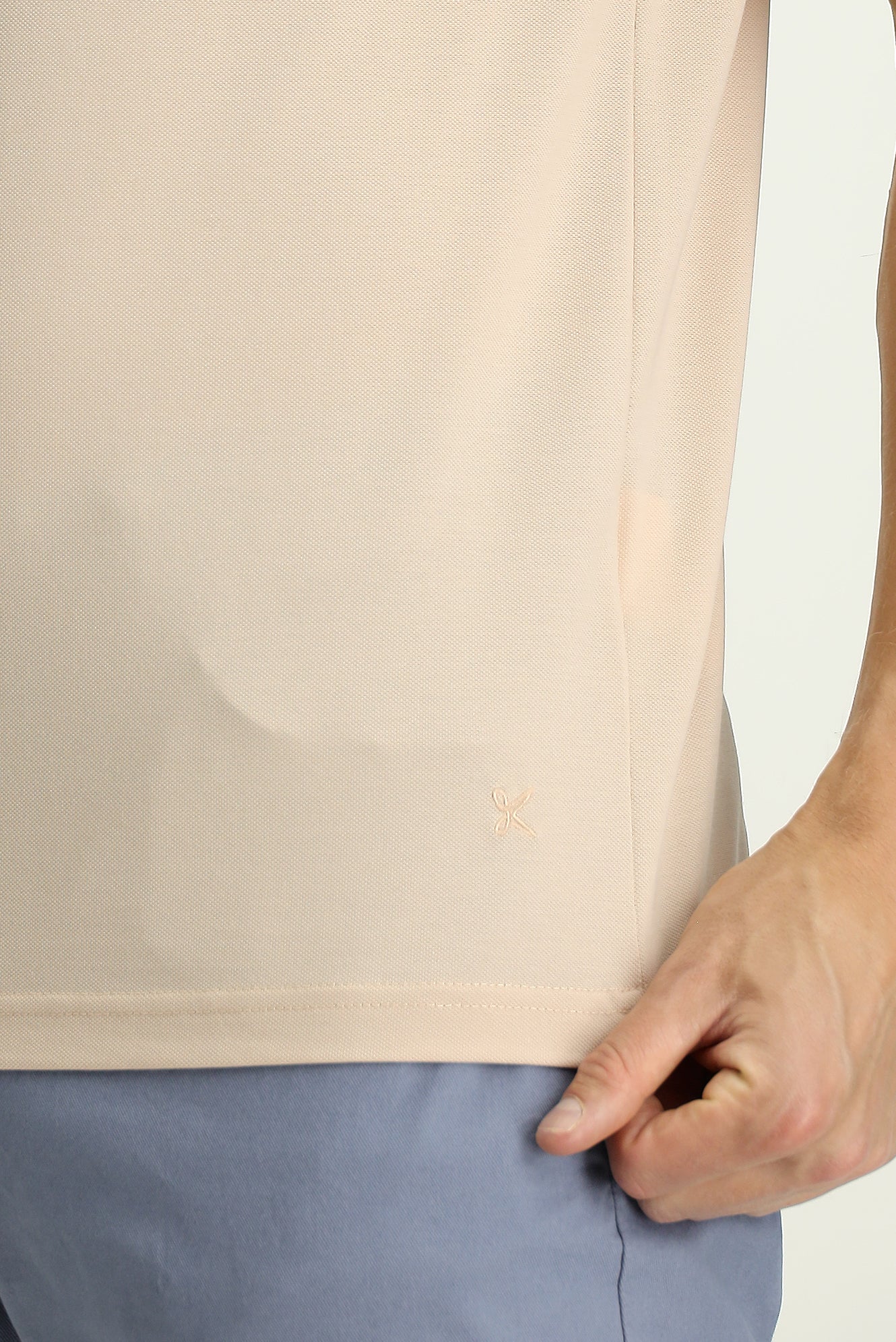 Orta Bej Slim Fit Dar Kesim Nakışlı Pamuklu Polo Yaka Tişört - Image 5