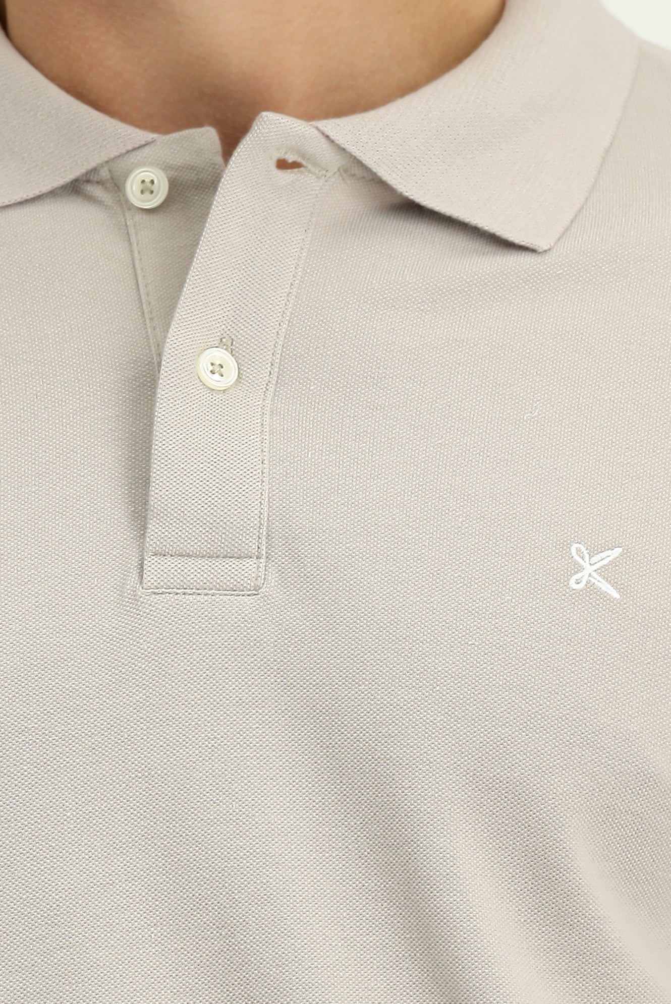 Orta Gri Polo Yaka Slim Fit Nakışlı %100 Pamuk Tişört - Image 5
