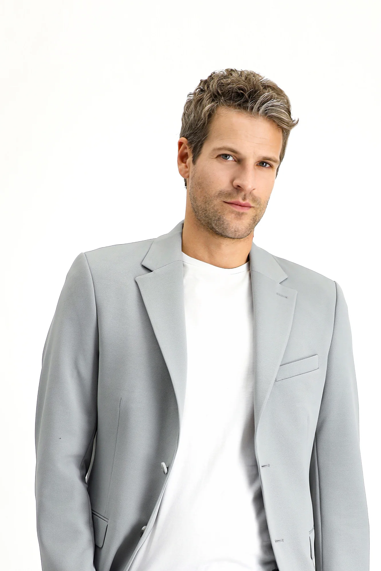 Orta Gri 6 Drop Regular Fit Standart Kesim Mevsimlik Klasik Ceket - Image 3