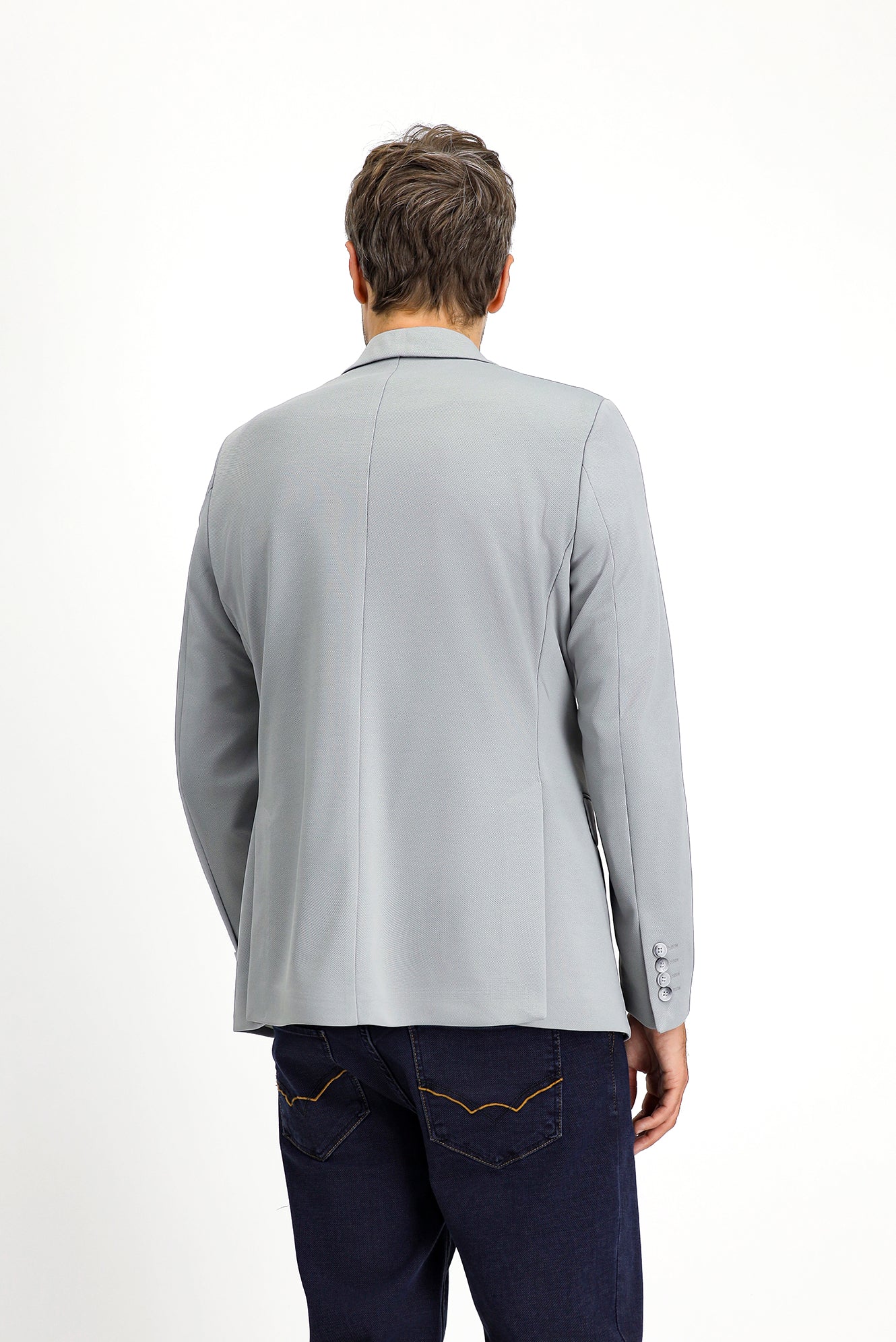 Orta Gri 6 Drop Regular Fit Standart Kesim Mevsimlik Klasik Ceket - Image 5