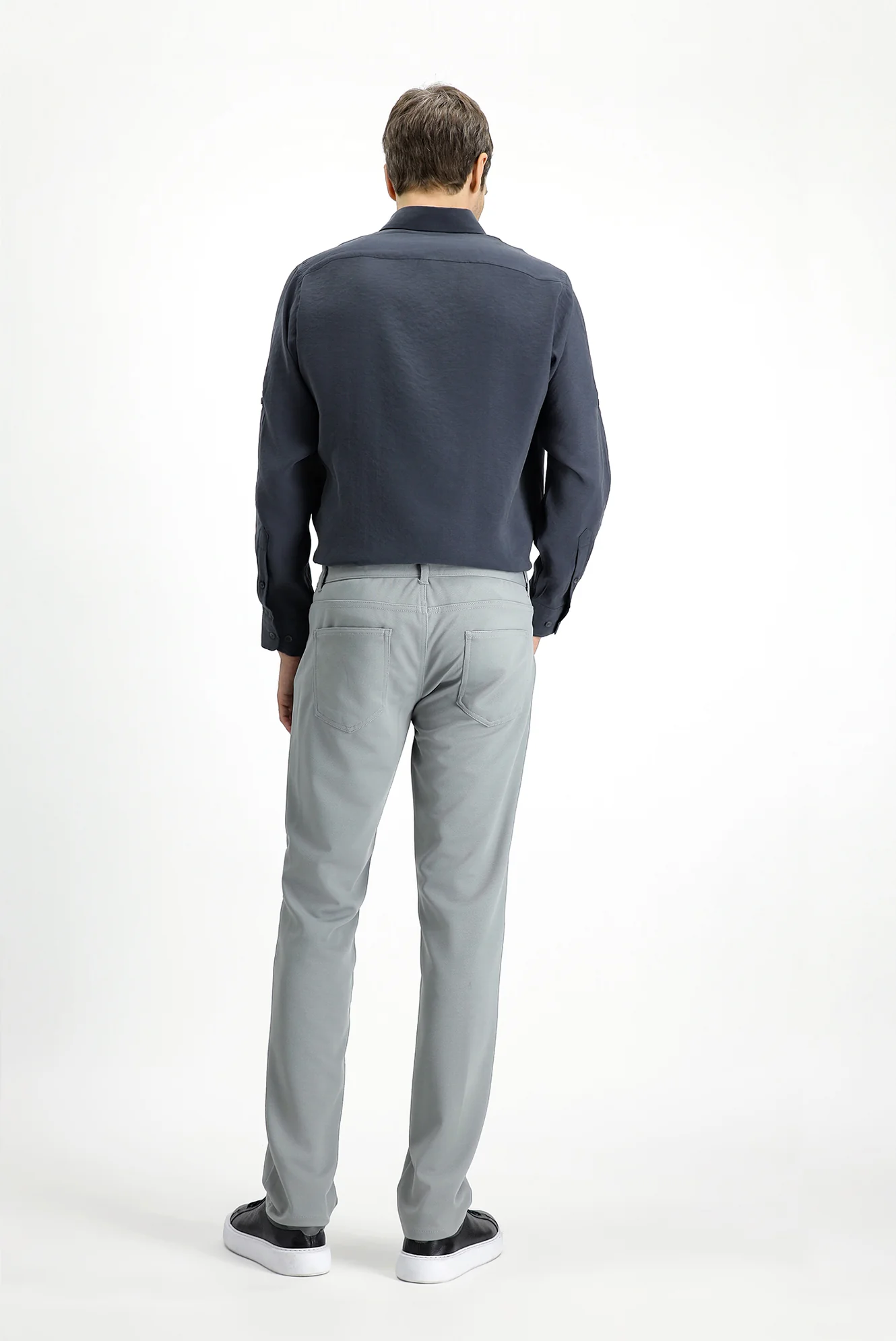 Orta Gri 7 Drop Slim Fit Dar Kesim Kanvas / Chino Pantolon - Image 4