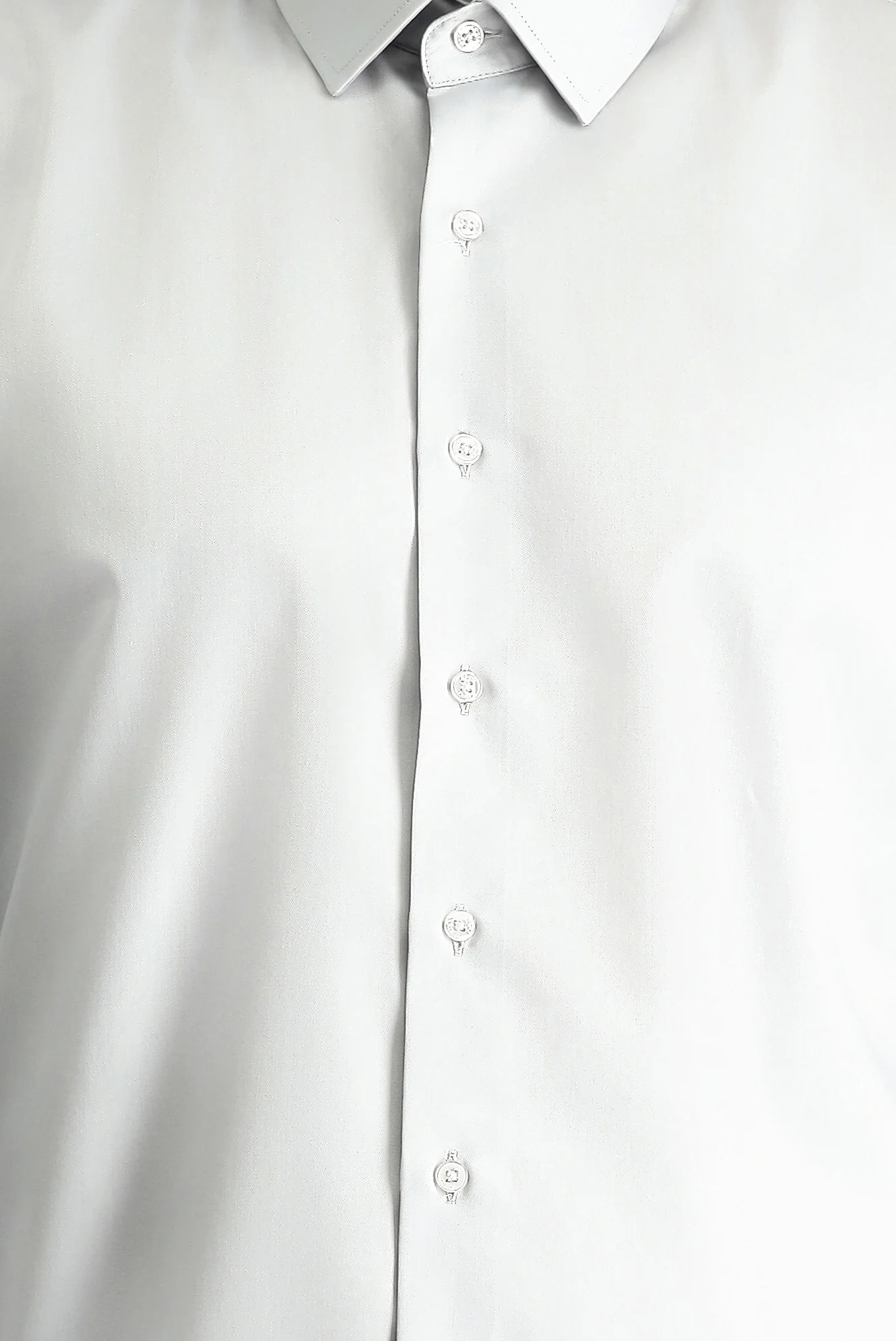 Orta Gri Uzun Kol Slim Fit Dar Kesim Klasik Non Iron Saten Pamuklu Gömlek - Image 3