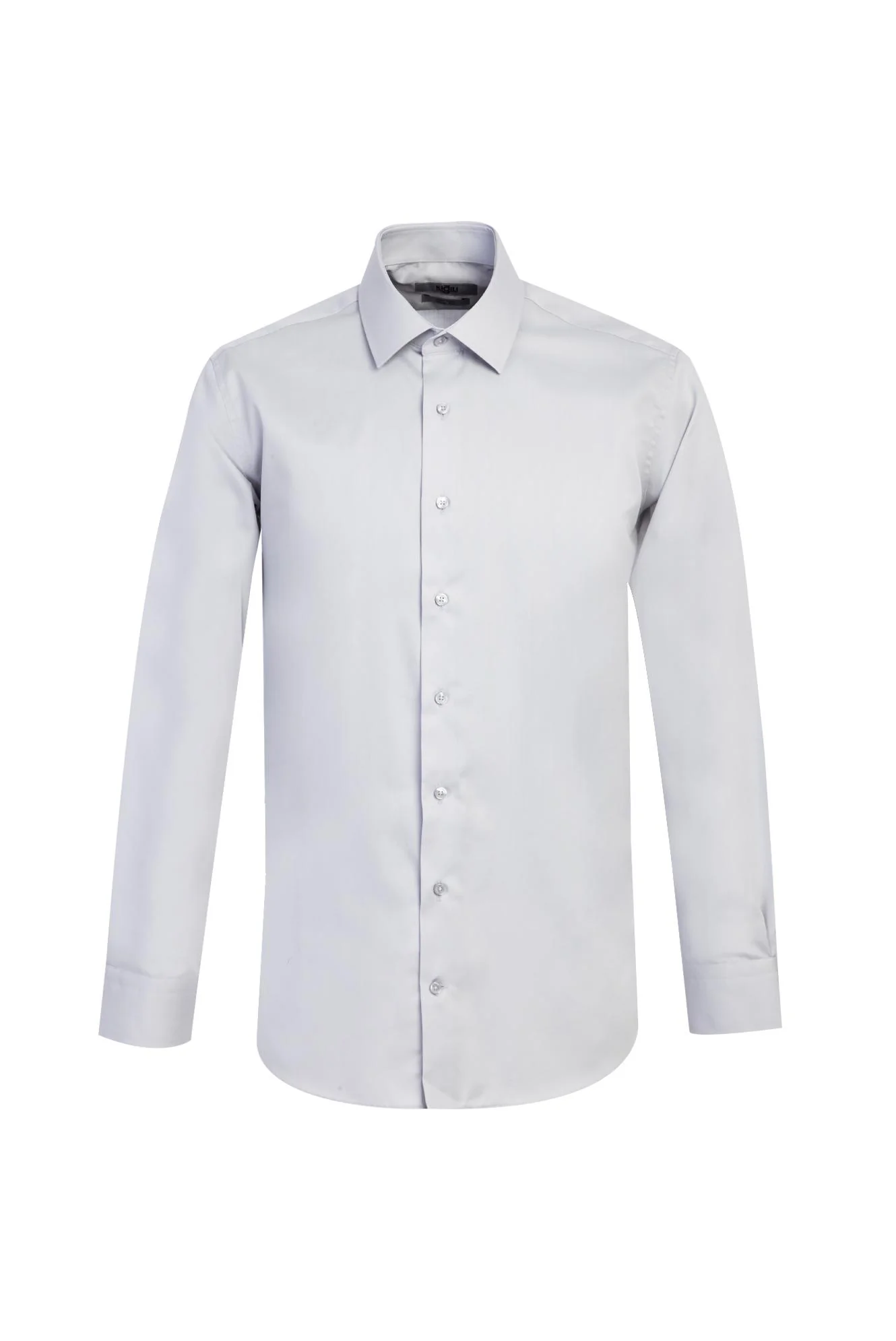 Orta Gri Uzun Kol Slim Fit Dar Kesim Klasik Non Iron Saten Pamuklu Gömlek - Image 4