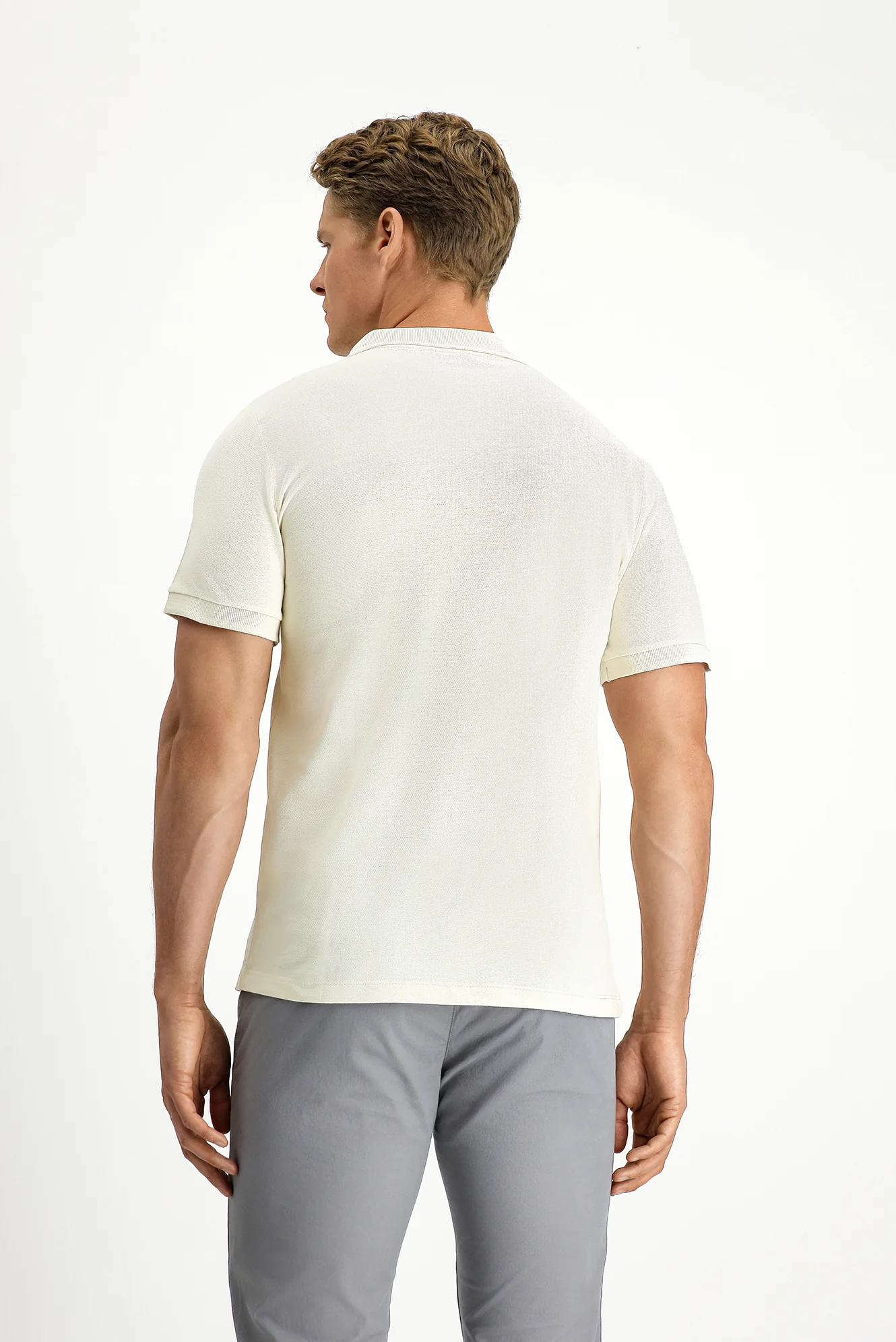 Taş Polo Yaka Slim Fit Nakışlı %100 Pamuk Tişört - Image 4